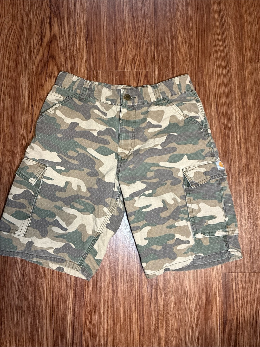 Carhartt Youth Boys Size 12 Camo Camouflage Cargo Shorts Adjustable Waist